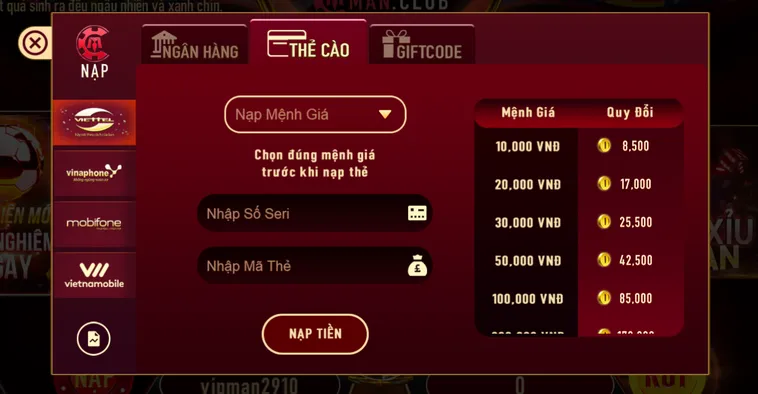 Nạp Tiền ManClub QuaNgười Chơi Chủ Động Nguồn Vốn Săn Jackpot