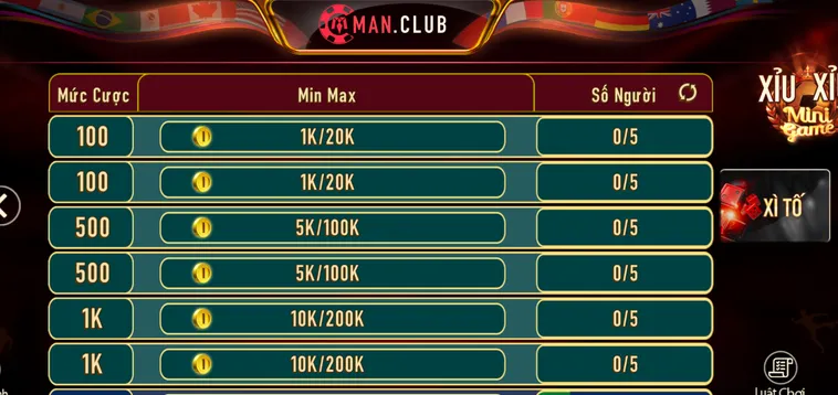 Trải Nghiệm Xì Tố Tại ManClub Với Tỷ Lệ Thắng Cược Cực Khủng